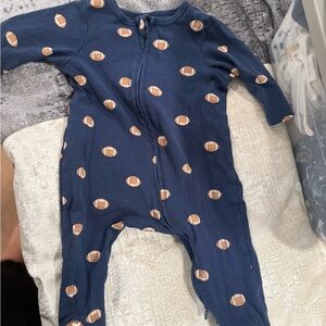 Little Me Navy Football Print Footie